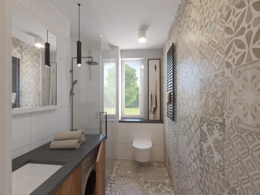 Jak urządzić wąską łazienkę z oknem: 10 sprytnych pomysłów